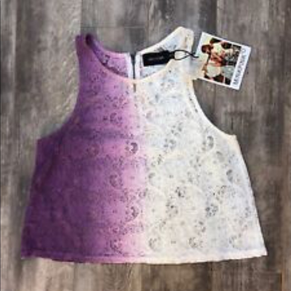 mink pink purple ombré crop xs